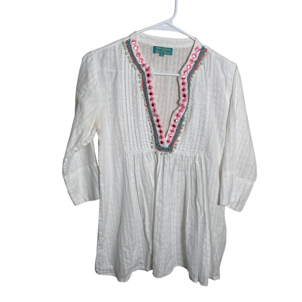 Antica Santoria by Giacomo Cinque Blouse Women's Small Multicolor Boho